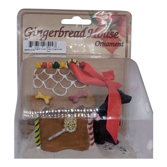 Conversation ConceptaEnglish Cocker Black Gingerbread House Ornament With Red Bo - Picture 1 of 6